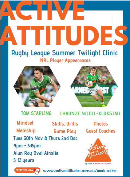Read more about the article Juniors: Active Attitudes – Nov-Dec Rugby League Summer Twilight Clinic