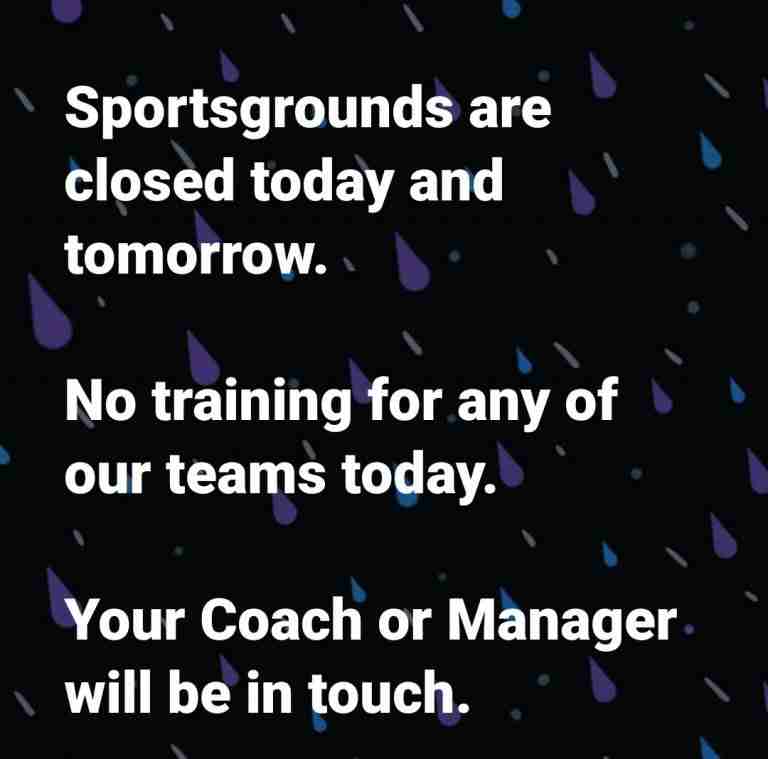 Read more about the article Sportsgrounds closed today, no training