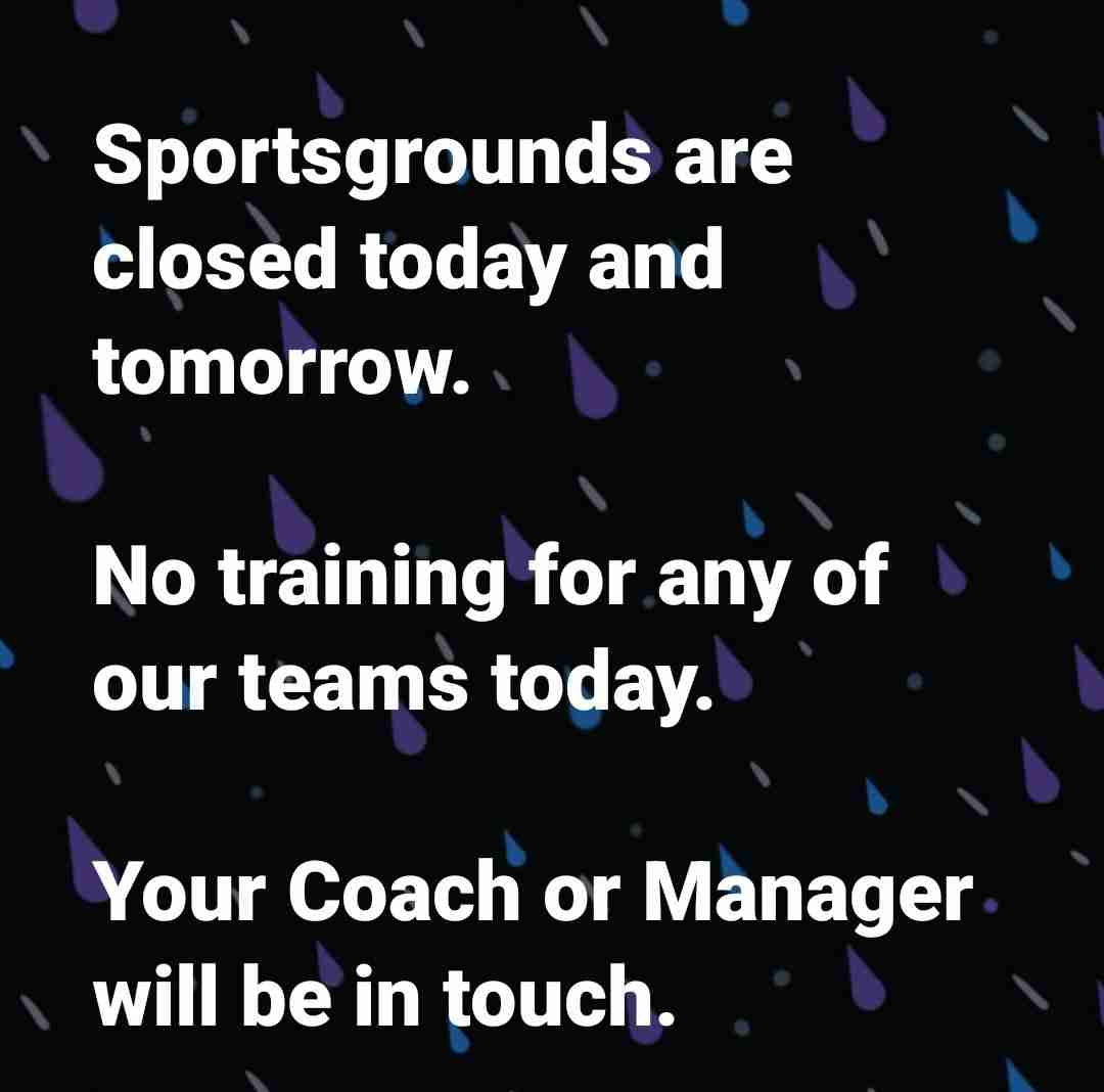 Read more about the article Sportsgrounds closed today, no training