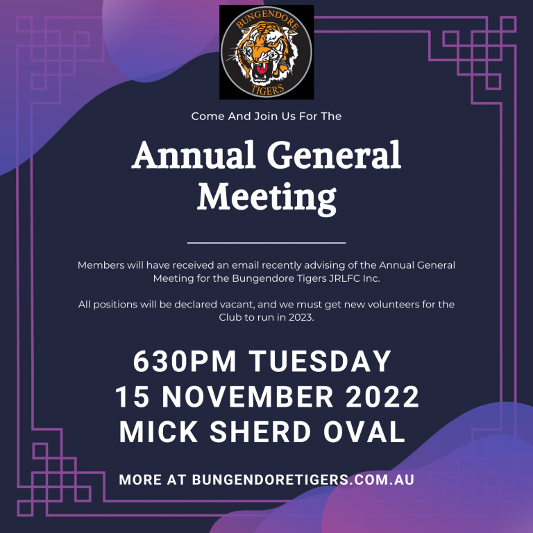 Read more about the article Juniors: Reminder: AGM next week