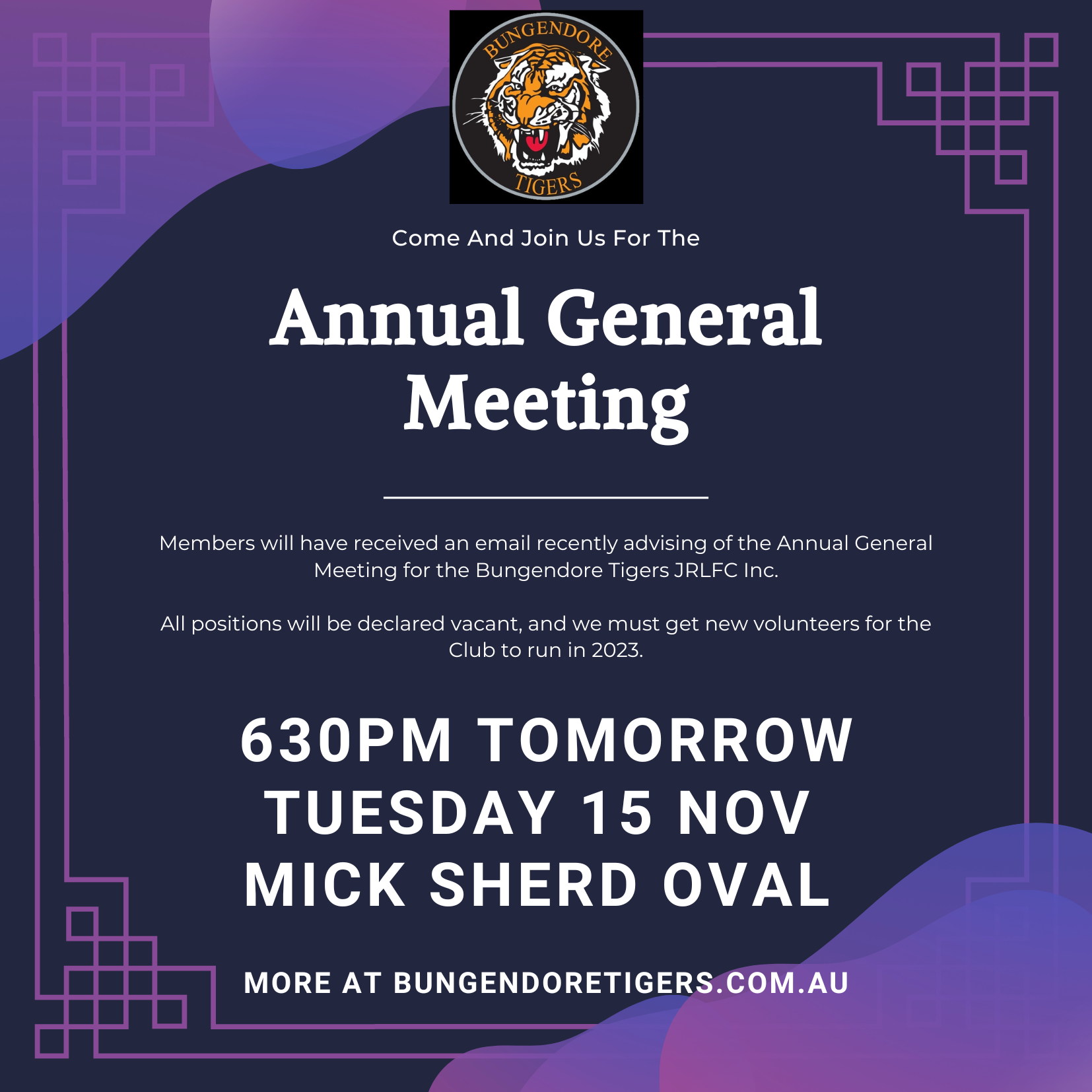 Read more about the article Juniors: AGM tomorrow!