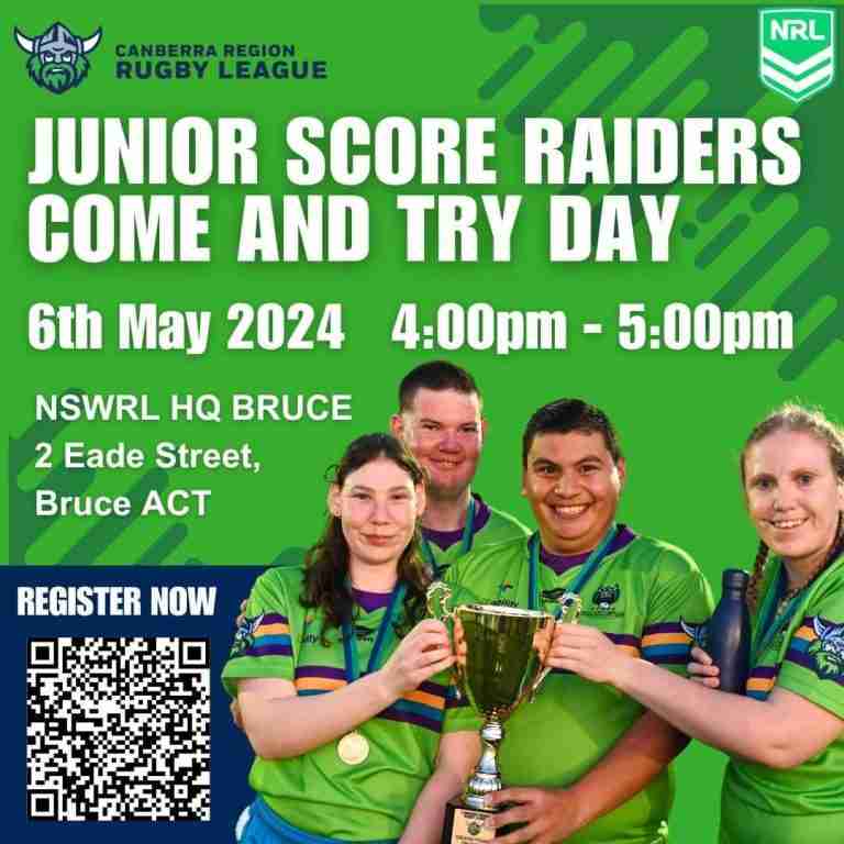 Read more about the article Juniors: Score Raiders Come and Try Day (6 May)
